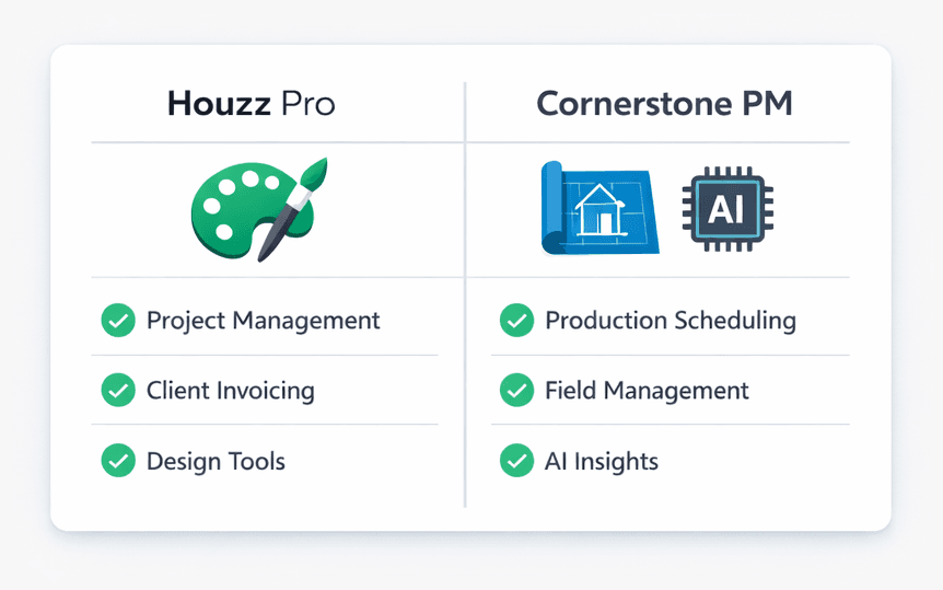 Houzz Pro vs Cornerstone PM comparison for production home builders