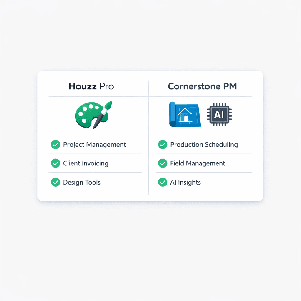 Houzz Pro vs Cornerstone PM comparison for production home builders