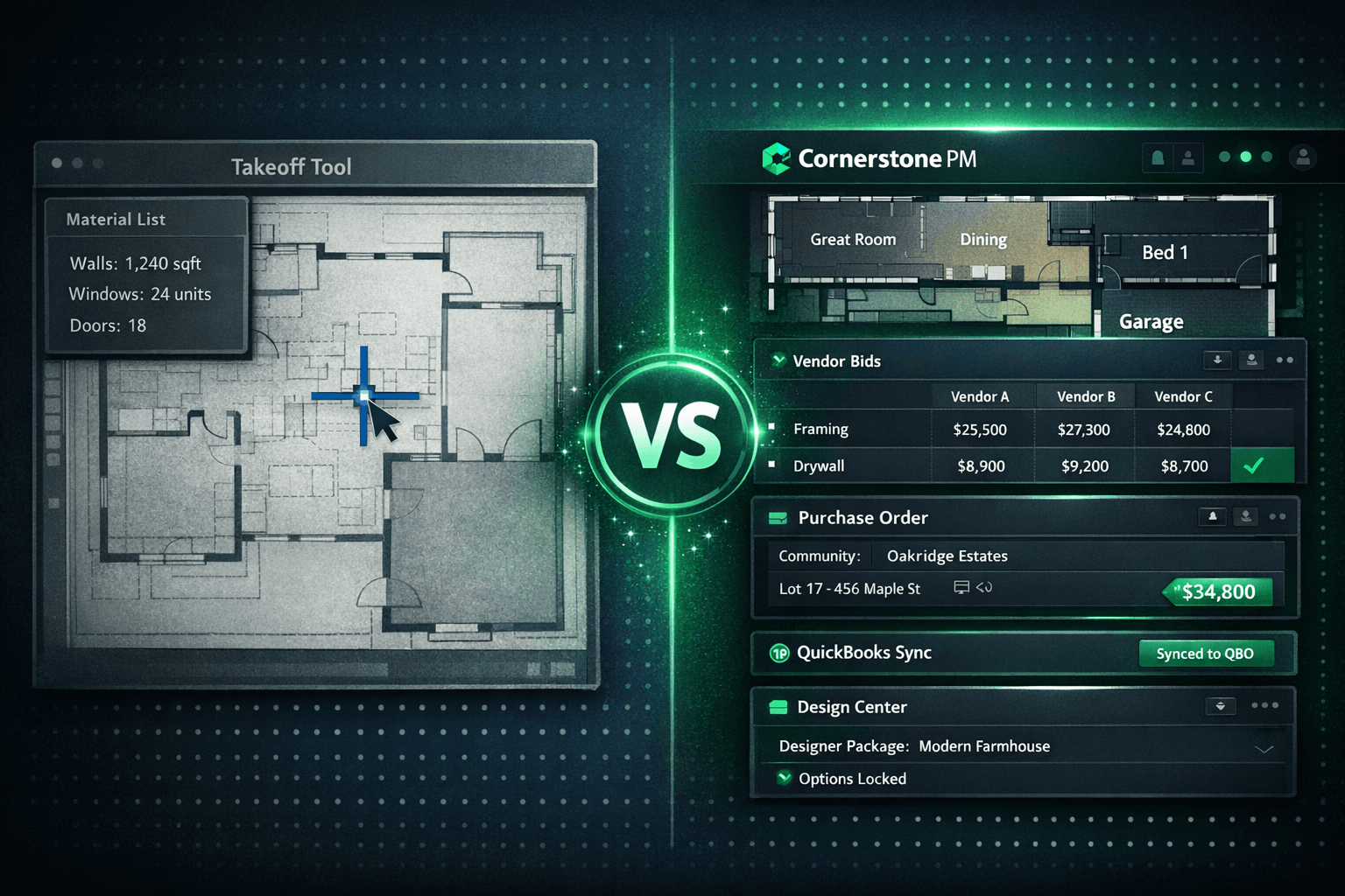 PlanSwift STACK takeoff alternative for home builders — digital measuring tool compared with an end-to-end AI takeoff and purchasing platform