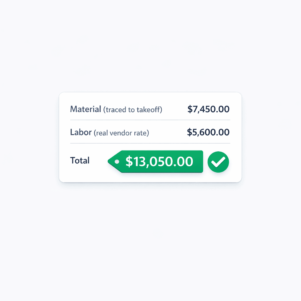 Construction estimate accuracy software — real vendor pricing with no filler for home builders