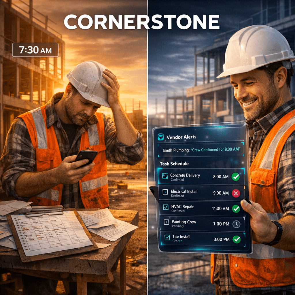 Subcontractor management for home builders with vendor portal and scope item tracking
