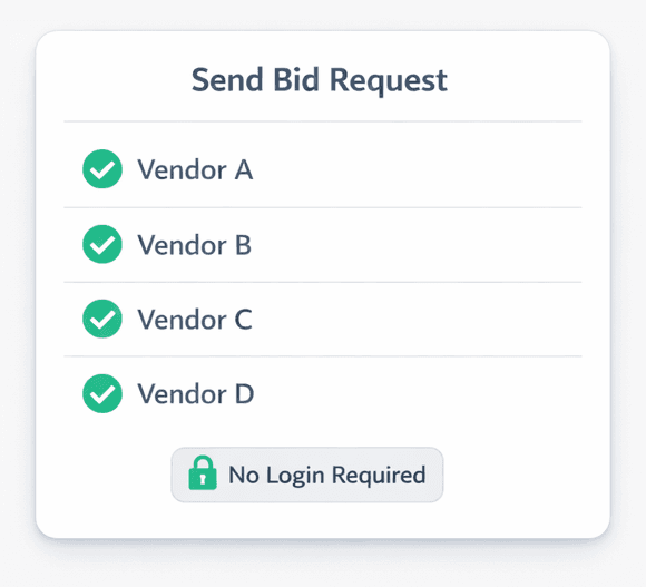 Construction bid request software showing scope-filtered Excel templates and a no-login vendor portal in Cornerstone PM